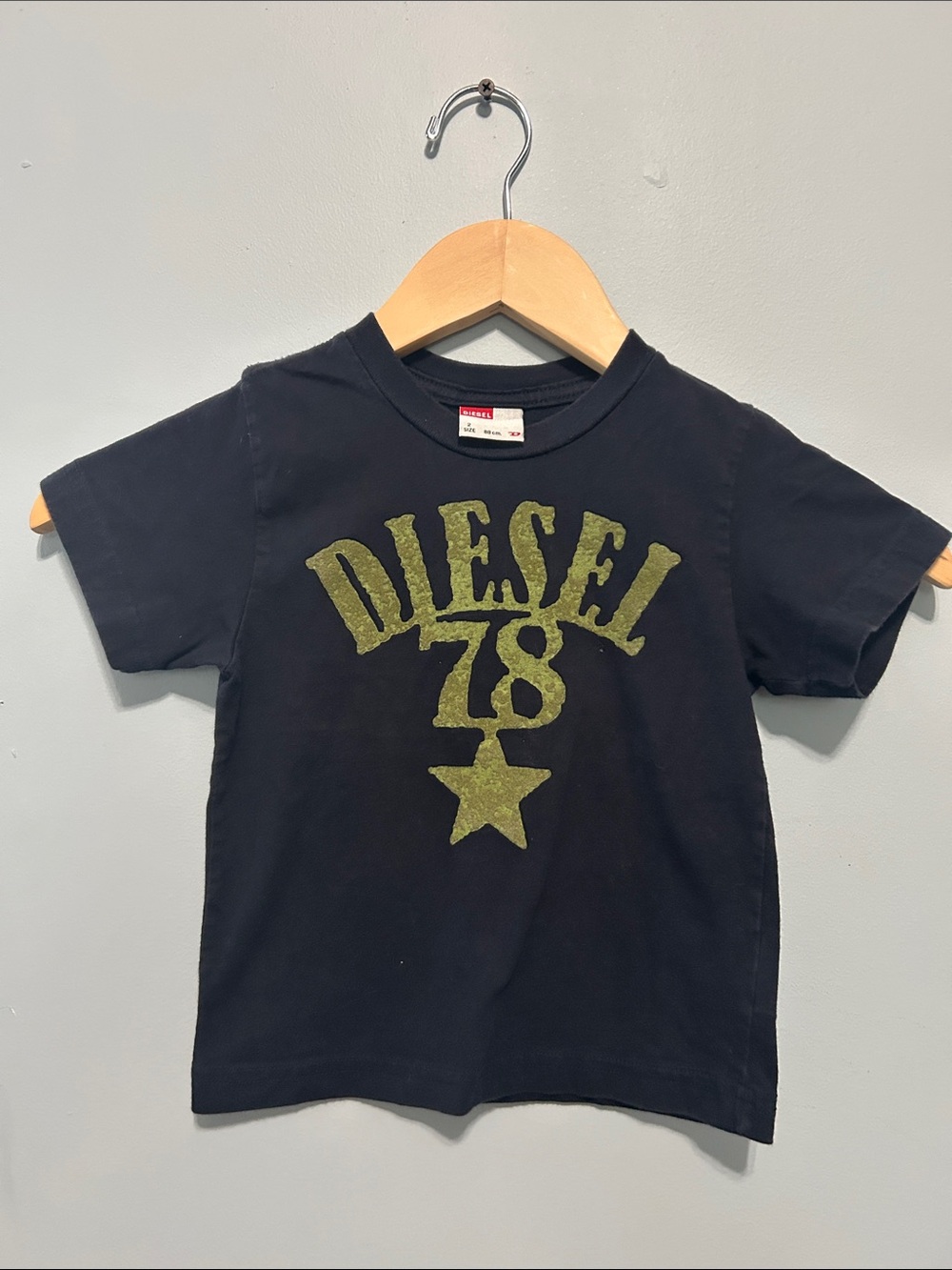 Diesel Black Short Sleeve Tee with Green 'Diesel 78' Graphic